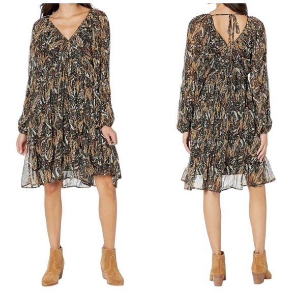 NWT Miss Me Chiffon Paisley Printed Mini Dress Sz L - Picture 1 of 7